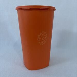 Vintage Tupperware Servalier Canister 16C Snack Keeper Orange 1222-4 Lid 808-32